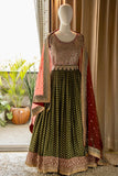 Heavily embroidered Ready to wear Georgette gown  with Duppatta-AFREE001GDB