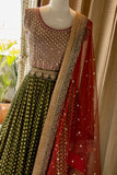 Heavily embroidered Ready to wear Georgette gown  with Duppatta-AFREE001GDB