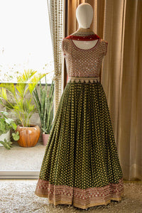 Heavily embroidered Ready to wear Georgette gown  with Duppatta-AFREE001GDB