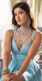 Anaida , Premium Heavy American Diamond Bridal Designer  Emerald Stone Necklace Set for Women-MOE001HAD