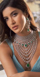 Anaida , Premium Heavy American Diamond Bridal Designer  Emerald Stone Necklace Set for Women-MOE001HAD