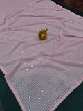 Bollywood Celebrity Kareena Kapoor Inspired Pink Shade Sequins Bollywood Replica Saree for women-SHRI001KK