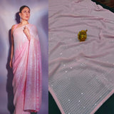 Bollywood Celebrity Kareena Kapoor Inspired Pink Shade Sequins Bollywood Replica Saree for women-SHRI001KK