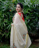 VD Vishu 2023 presents Kerala Tissue cotton saree with floral embroidery-SAHE001KS
