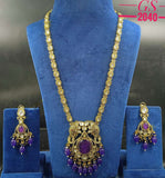 Gajagamini , elegant Victorian Finish Long Necklace Set for Women-NEER001LNS