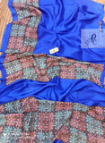 New hand block prints on  pure Silk 3ply Murshidabad Silk Saree for Women-PDS001MSB