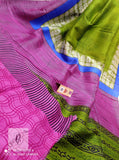 New hand block prints on  pure Silk 3ply Murshidabad Silk Saree for Women-PDS001MSM