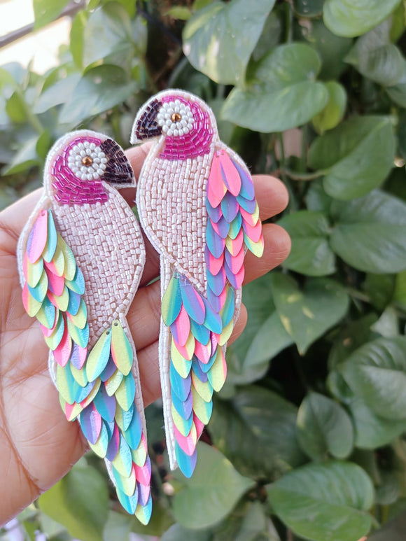 Pyara Papiha  , Pure Hand made Parrot  Design light weight Beads earrings for women -YADA001PP