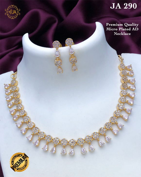 Amora white , white  stone studded Gold finish Necklace Set for women -ART001W