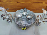 Bagya Lakshmi , Antique finish German Silver Puja Thali Combo -SILVI001PC