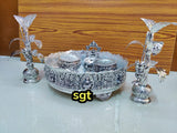 Bagya Lakshmi , Antique finish German Silver Puja Thali Combo -SILVI001PC
