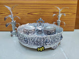 Bagya Lakshmi , Antique finish German Silver Puja Thali Combo -SILVI001PC