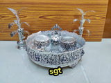 Bagya Lakshmi , Antique finish German Silver Puja Thali Combo -SILVI001PC
