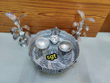 Bagya Lakshmi , Antique finish German Silver Puja Thali Combo -SILVI001PC