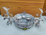Bagya Lakshmi , Antique finish German Silver Puja Thali Combo -SILVI001PC