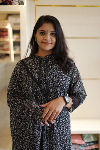Black Floral  New Georgette Salwar Suit Set with Lace Borders - SAHE001BSS