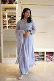 Grey  Floral  New Georgette Salwar Suit Set with Lace Borders - SAHE001GSS