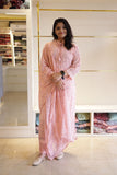 Baby Pink Floral  New Georgette Salwar Suit Set with Lace Borders - SAHE001BPSS