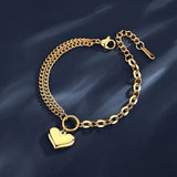 Designer Dubai Gold Plated Hanging Heart Bracelet By IDH Jewellery -DUB001B