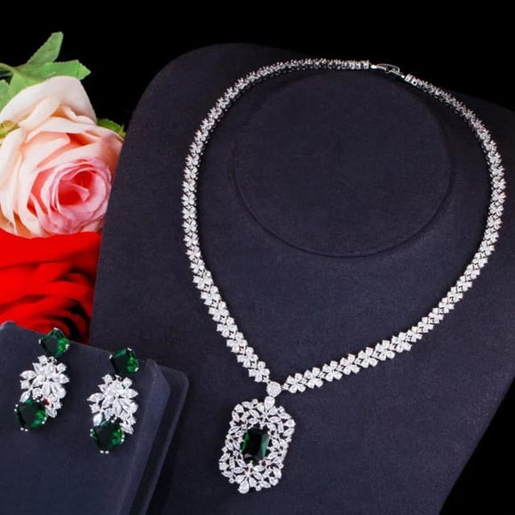 Pear-Shaped Green Tourmaline, Pink Tourmaline & Diamond Flower Necklace  Sterling Silver 18