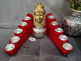 Baghya  Lakshmi , German silver Astalakshmi design kalsha with Golden Amman face , fiber 5 steps with 10 diyas-SILU001B