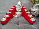 Jaya  Lakshmi , German silver Astalakshmi design kalsha with  Amman face , fiber 5 steps with 10 diyas-SILU001C