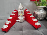 Jaya  Lakshmi , German silver Astalakshmi design kalsha with  Amman face , fiber 5 steps with 10 diyas-SILU001C