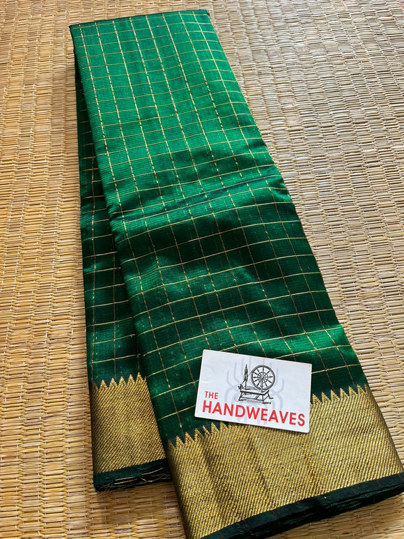 Green  shade Mangalagiri Pure Pattu by Cotton Saree for women -PDS001MSG