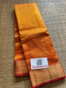 Golden Yellow  shade Mangalagiri Pure Pattu by Cotton Saree for women -PDS001MSGY