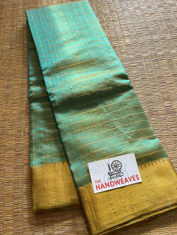 Agave Blue  shade Mangalagiri Pure Pattu by Cotton Saree for women -PDS001MSAB