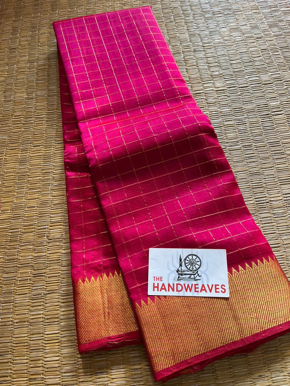 Deep Pink   shade Mangalagiri Pure Pattu by Cotton Saree for women -PDS001MSDP