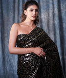 Party Wear Bollywood Replica Style Black Georgette Saree with Sequins work-SHREE001BS