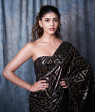 Party Wear Bollywood Replica Style Black Georgette Saree with Sequins work-SHREE001BS
