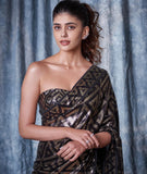 Party Wear Bollywood Replica Style Black Georgette Saree with Sequins work-SHREE001BS