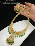 Rashmitha , Matte Finish American Diamond Cz stone Semi precious Beads Long Bridal Necklace Set-SAYLNSG