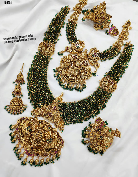 Arundathi , elegant matte gold finish Bridal Necklace Combo for women -SAY001BCG
