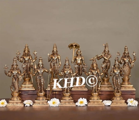 Dashavatar Statue Set of 10 , in Brass - MK001DS