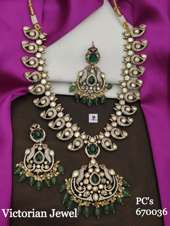 Sharada , Victorian Finish  elegant Gold finish Long Necklace set for women -SAY001VLNSA