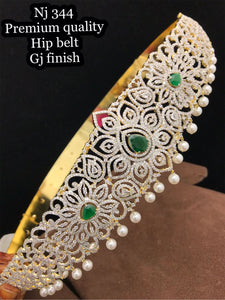 Geetanjali , Green Jade Studded Premium Quality Gold Jewellery Finish Hip Belt for Women-LR001DHB
