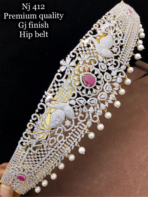 Pink Priyata ,Pink Ruby  Stone Studded Premium Quality Gold Jewellery Finish Hip Belt for Women-LR001HBSPR