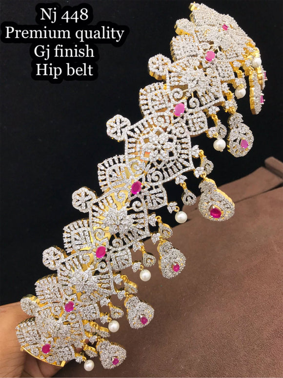 Sangini  , Pink Ruby Stone Studded Premium Quality Gold Jewellery Finish Hip Belt for Women-LR001DHBS