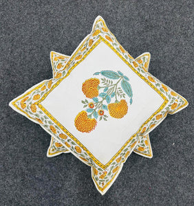 Hindustani , Cotton Hand Block  Print 5 Pc Cushion Cover Set-SHARA001CCP