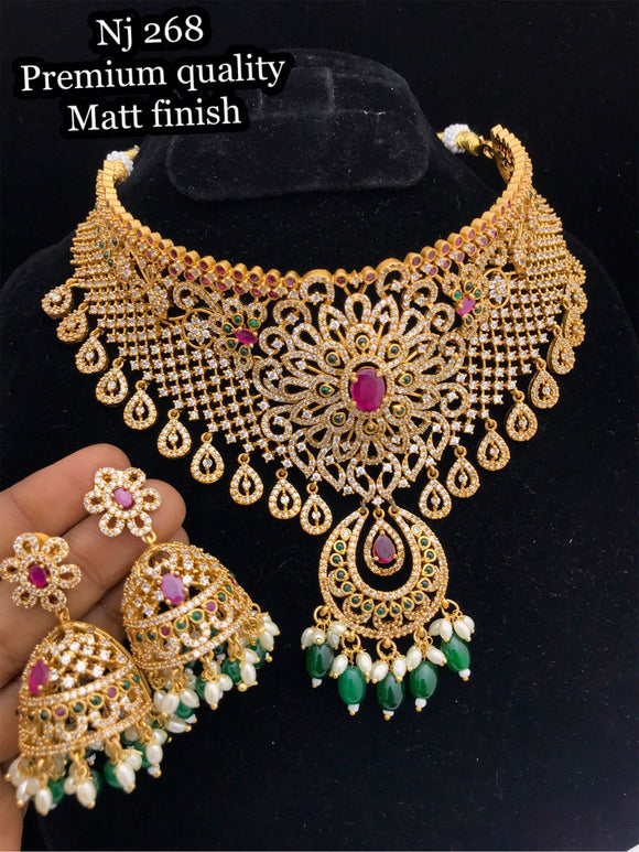 Indrani  , elegant gold finish choker necklace set for women -SAY001CNS