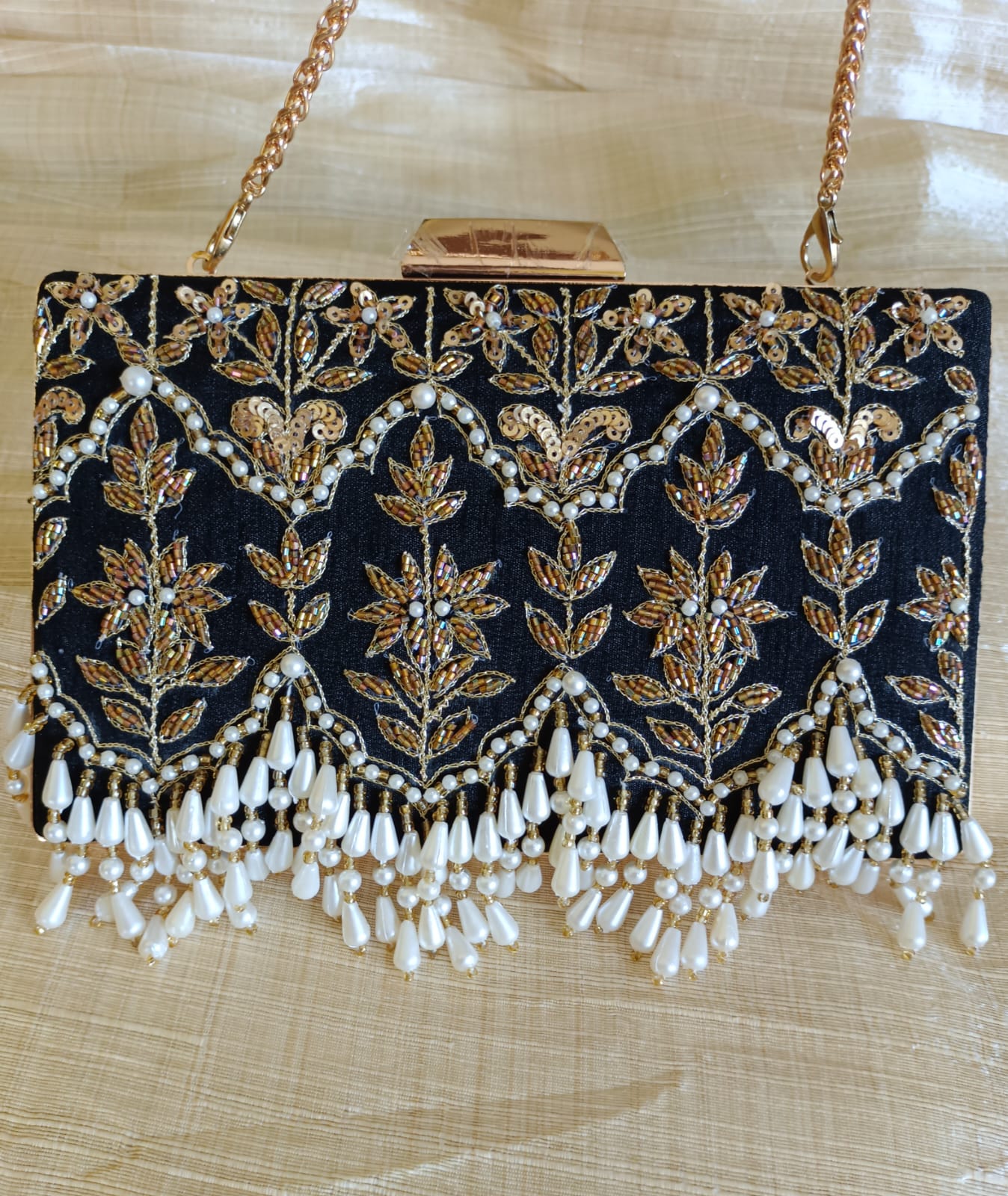 NUDE BEIGE silk wedding clutch bride purse | beautiful zardosi sequin multi  thread embroidery woman clutch