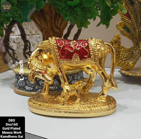 Gold Plated Meena Work Kamdhenu Gai-MK001KD