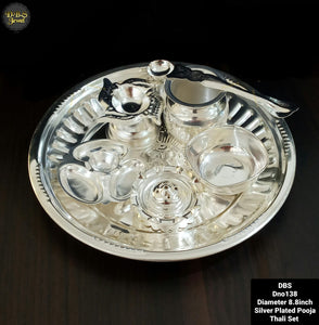 Elegant  Silver Plated  Pooja Thali Combo)-MK001PTCA
