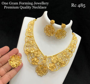 Golden Ezzah  , One Gram Gold Forming Necklace Set for Women-SAY001GFB