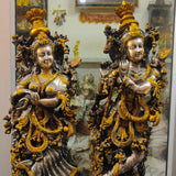 Madhava Sangini  , Beautifully Carved Intricate  work Radha Krishna Statue in Brass - DEVA001RKA