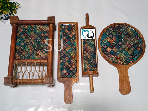 Mango Wood Khatiya / Khaat Platter Set Multipurpose dinnerware and Serving Pieces-MK001KPI