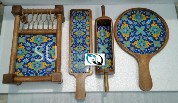 Mango Wood Khatiya / Khaat Platter Set Multipurpose dinnerware and Serving Pieces-MK001KPJ